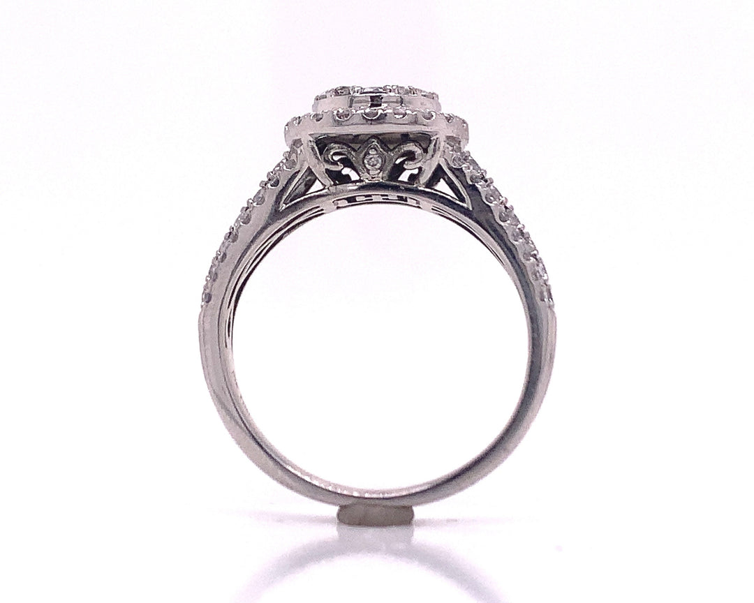 10ct White Gold Multi Diamond Cluster Ring TDW 1.00ct