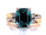 Load image into Gallery viewer, 18ct Green Tourmaline Four Diamond Ring TDW 0.16ct
