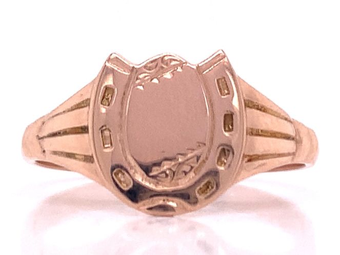 9ct Rose Horseshoe Signet Ring