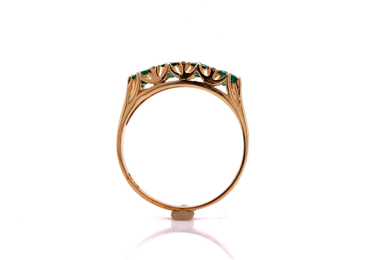 9ct emerald diamond bridge ring