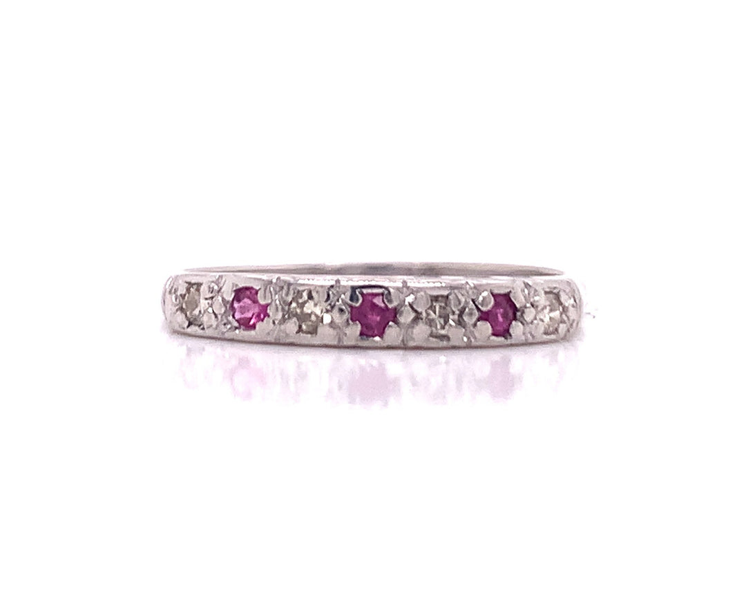 18ct White Gold Ruby Diamond Eternity Ring TDW 0.11ct