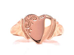 Load image into Gallery viewer, 9ct Rose Engraved Heart Signet Ring
