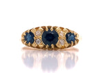 Load image into Gallery viewer, 18ct Three Sapphire Four Diamond Ring

