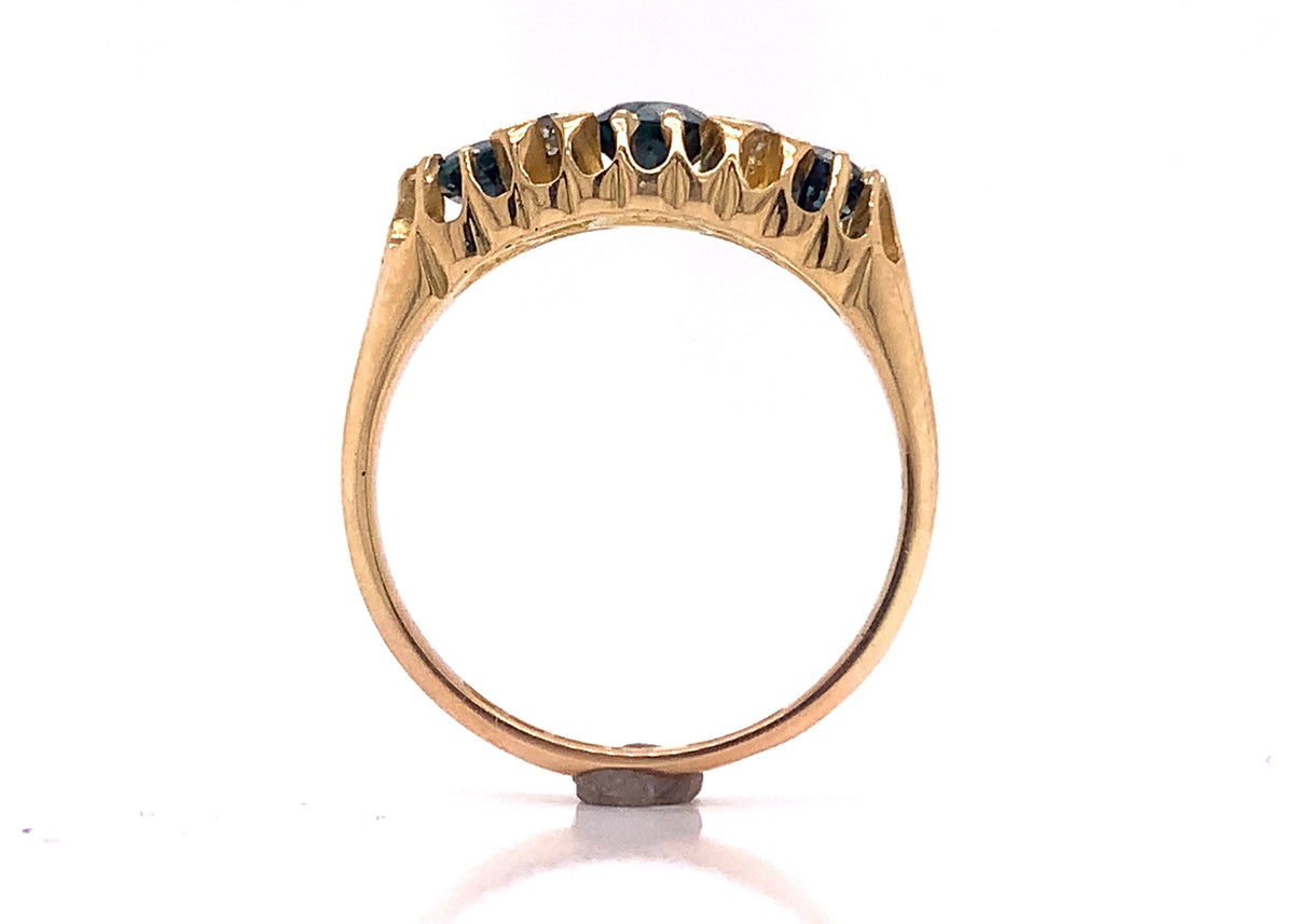 18ct three sapphire four diamond ring