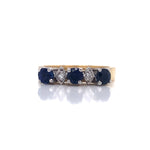 Load image into Gallery viewer, 18ct Three Sapphire Two Diamond Ring
