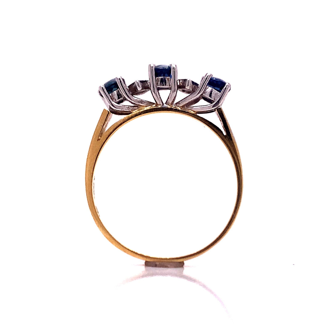 18ct Three Sapphire Two Diamond Ring