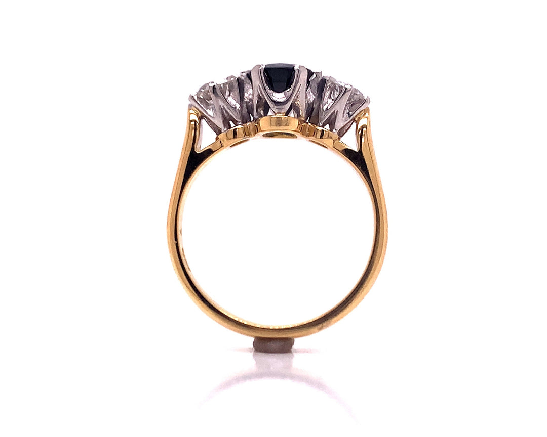 18ct Sapphire Two Diamond Ring TDW 0.50ct