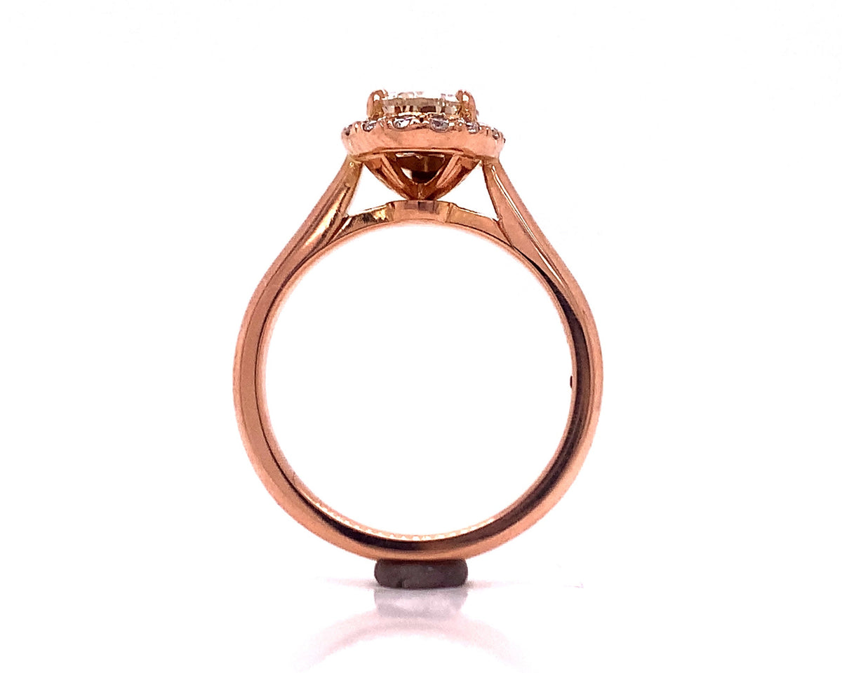 18ct rose champagne pear diamond ring tdw 1