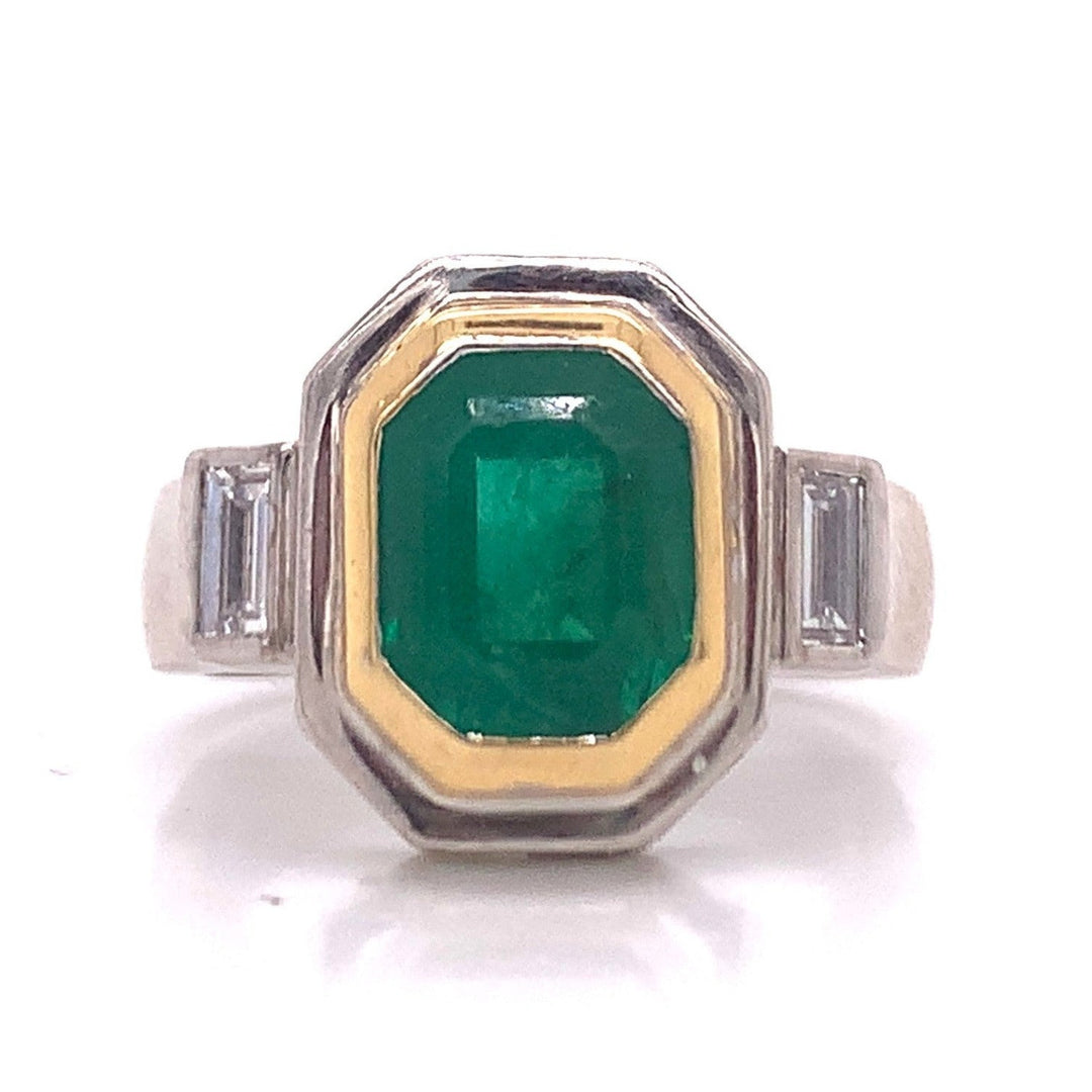 18ct White & Yellow Gold Emerald Diamond Ring TDW 0.26ct