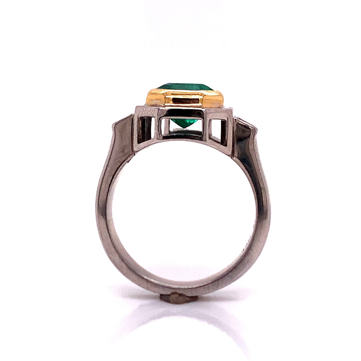 18ct white & yellow gold emerald diamond ring tdw 0