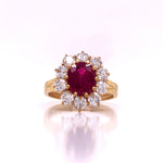 Load image into Gallery viewer, 18ct Ruby Diamond Cluster Ring TDW 1.45ct
