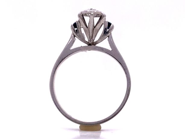 14ct white gold diamond 2 sapphire ring