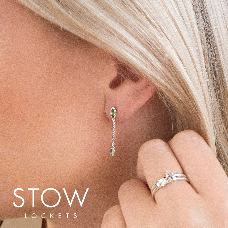Stow Sterling Silver Peridot Vitality Drop Earrings