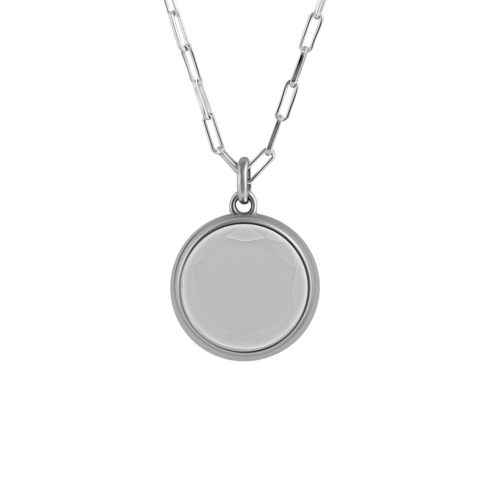Stow sterling silver medium faceted glass locket