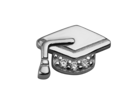 Stow Stg CZ Graduation Cap Charm