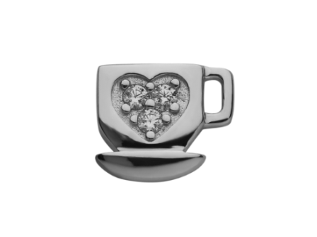 Stow Stg CZ Coffee Cup Charm