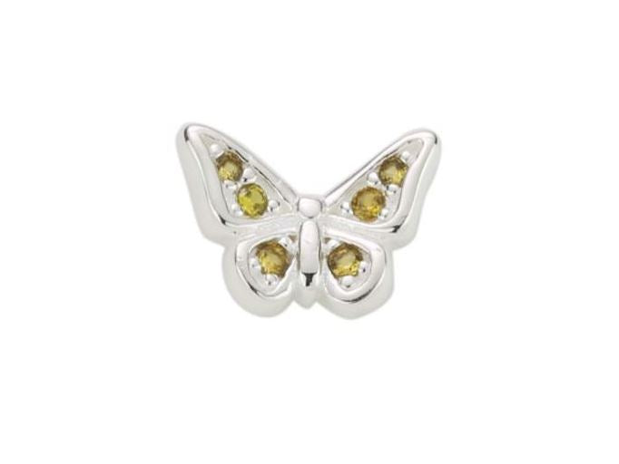 Stow Stg Yellow CZ Butterfly Charm