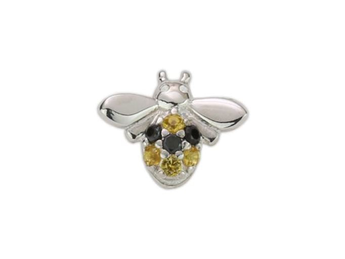 Stow Stg Yellow/Black CZ Bee Charm