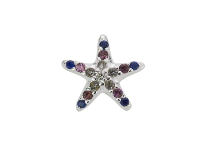 Stow Stg Blue/Purple CZ Starfish Charm