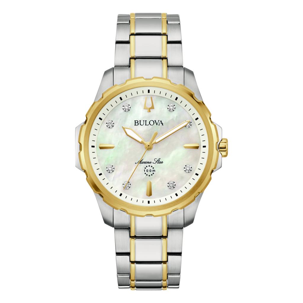 470064 bulova ladies diamond watch marine star 98p227