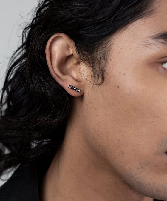 Stolen Girlfriends Club Tiny Stolen Bar Earrings