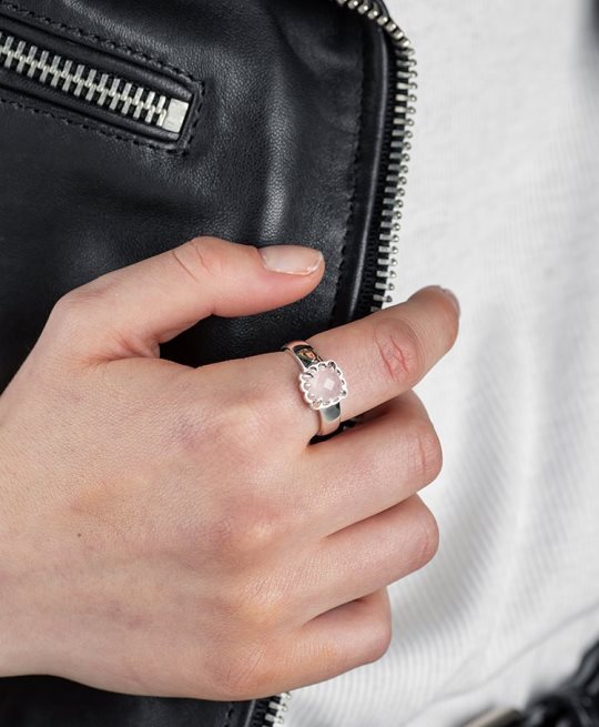 Stolen Girlfriends Club Baby Claw Ring - Rose Quartz