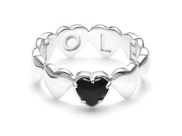 Stolen Girlfriends Club Band Of Hearts Ring - Onyx