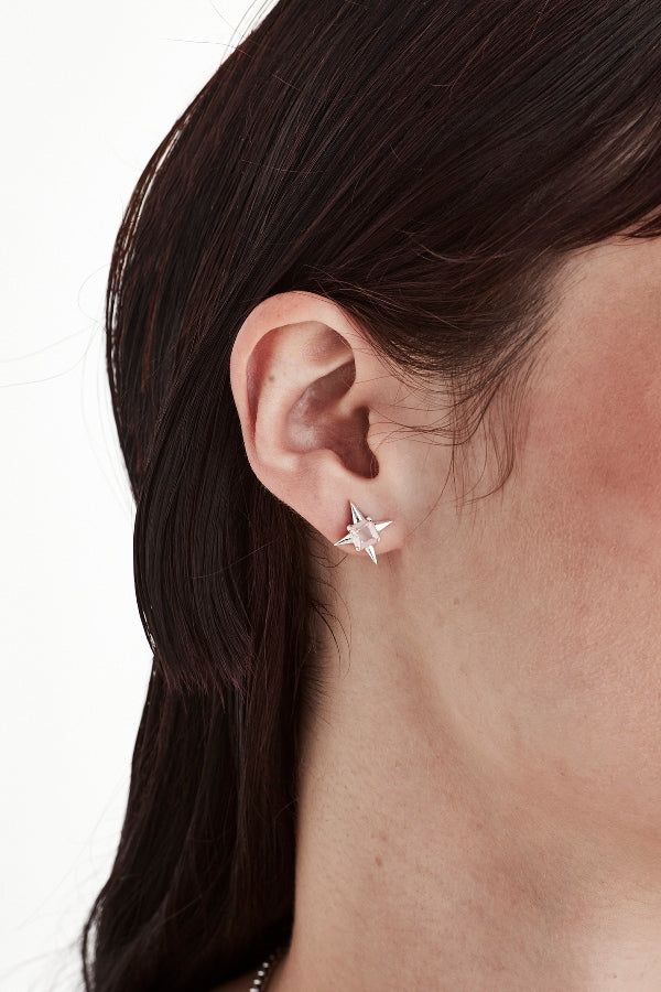 Stolen girlfriends club stg rose quartz cosmic spike earrings