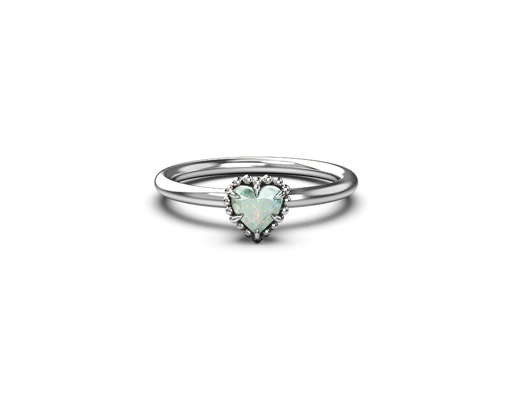 Stolen Girlfriends Club Lab Grown "Bello" Opal Dahlias Heart Ring