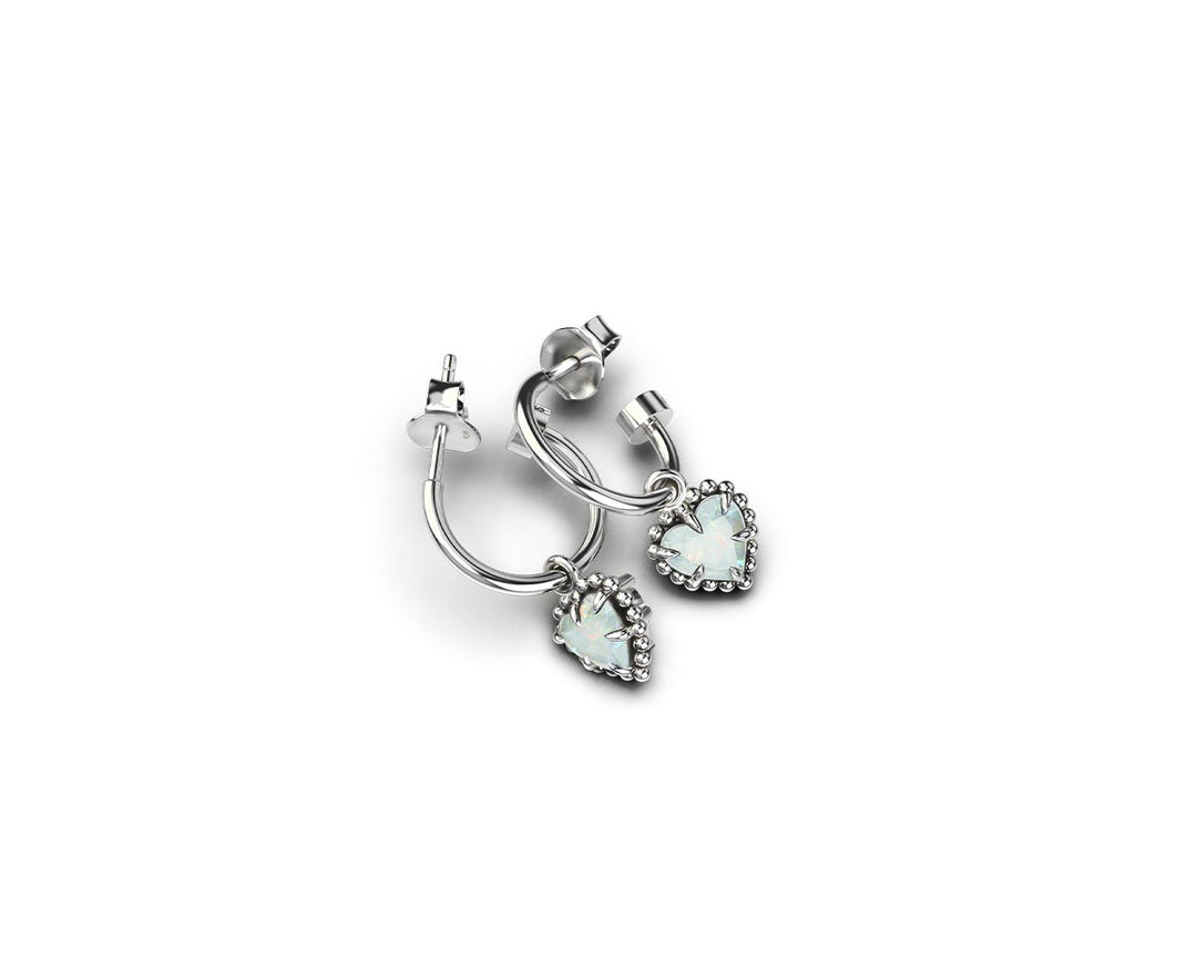 Stolen Girlfriends Club Lab Grown "Bello" Opal Dahlias Heart Earring