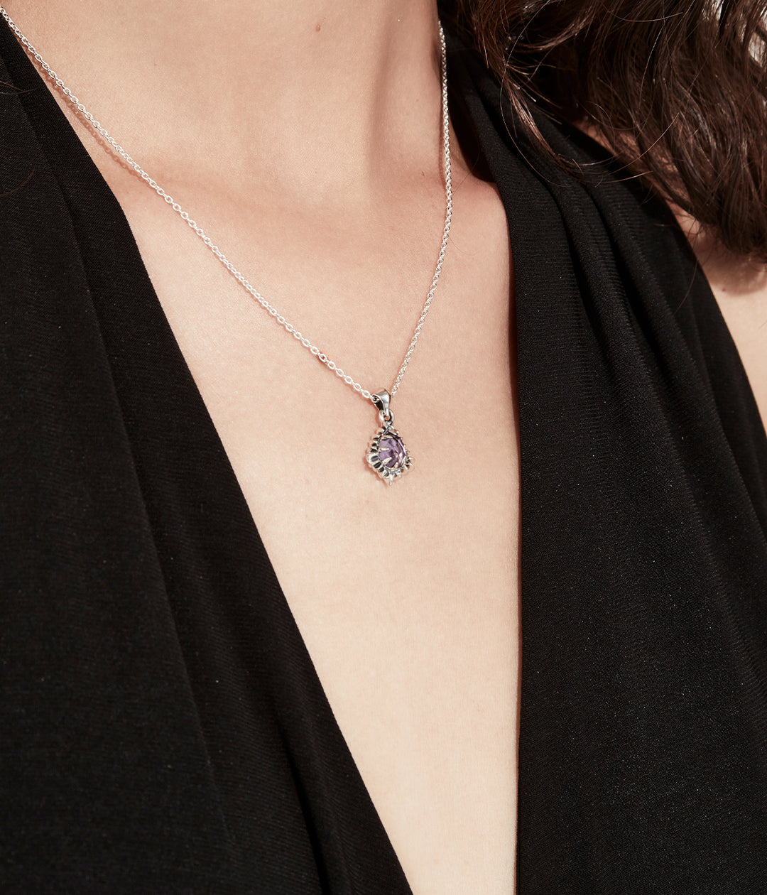 Stolen Girlfriends Club Amethyst Jagged Teardrop Necklace