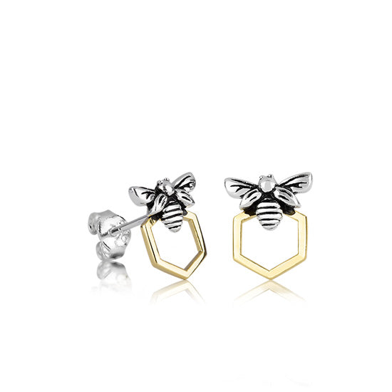 Evolve Stg Gold Plated Honey Bee Studs