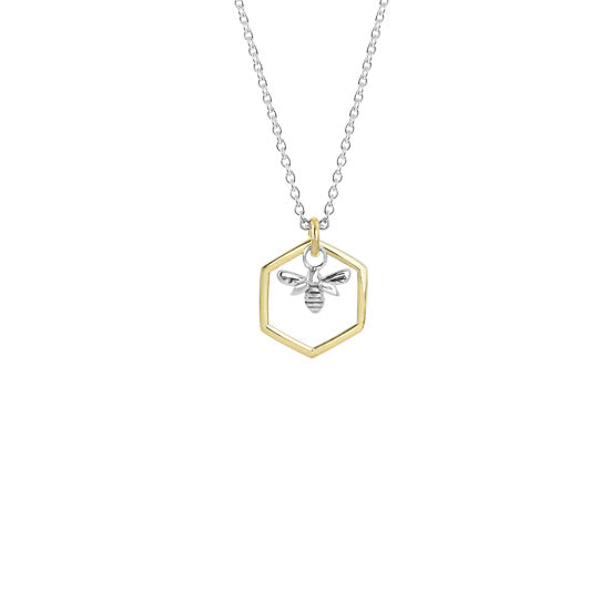 500027 evolve sterling silver gold plated honey bee necklace 3n40017