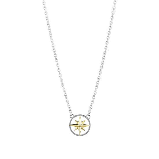 500035 evolve sterling silver gold plated compass necklace 3n60001