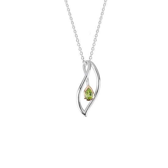 500037 evolve sterling silver peridot rose plated eternity leaf necklace small cable chain 55cm 4n40016