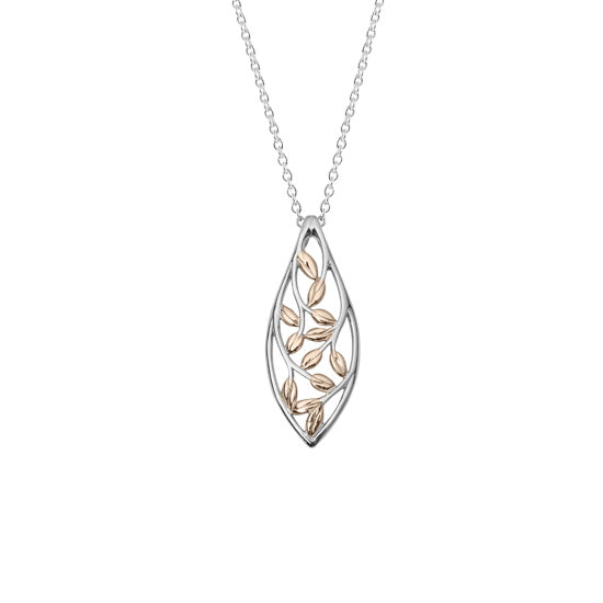 500040 evolve sterling silver rose gold forest vine necklace small cable chain 55cm 4n40015