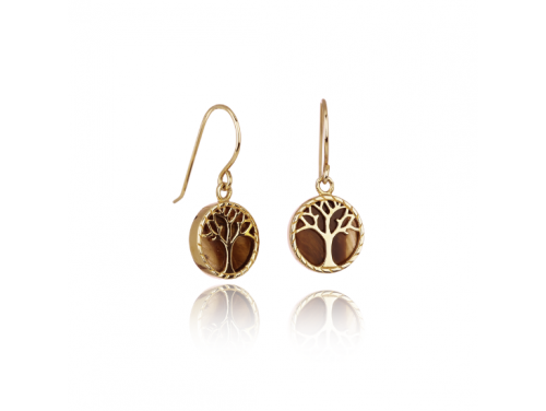 Evolve Stg Gold Plated Tigers Eye Tree Of Life Drops