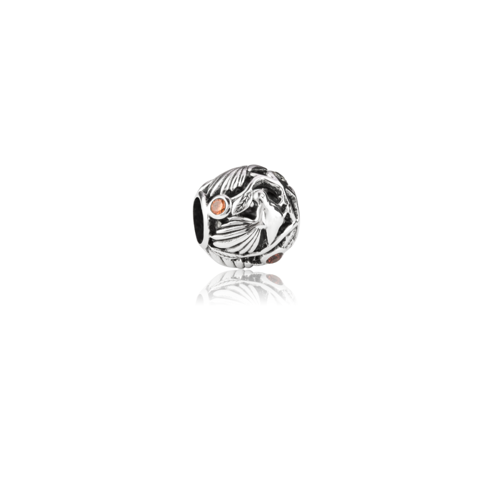 Evolve Stg CZ Native Fantail Charm Bead