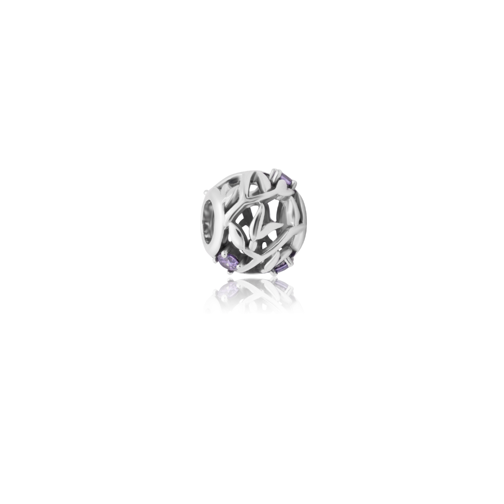 Evolve Stg CZ February Birthstone Bead