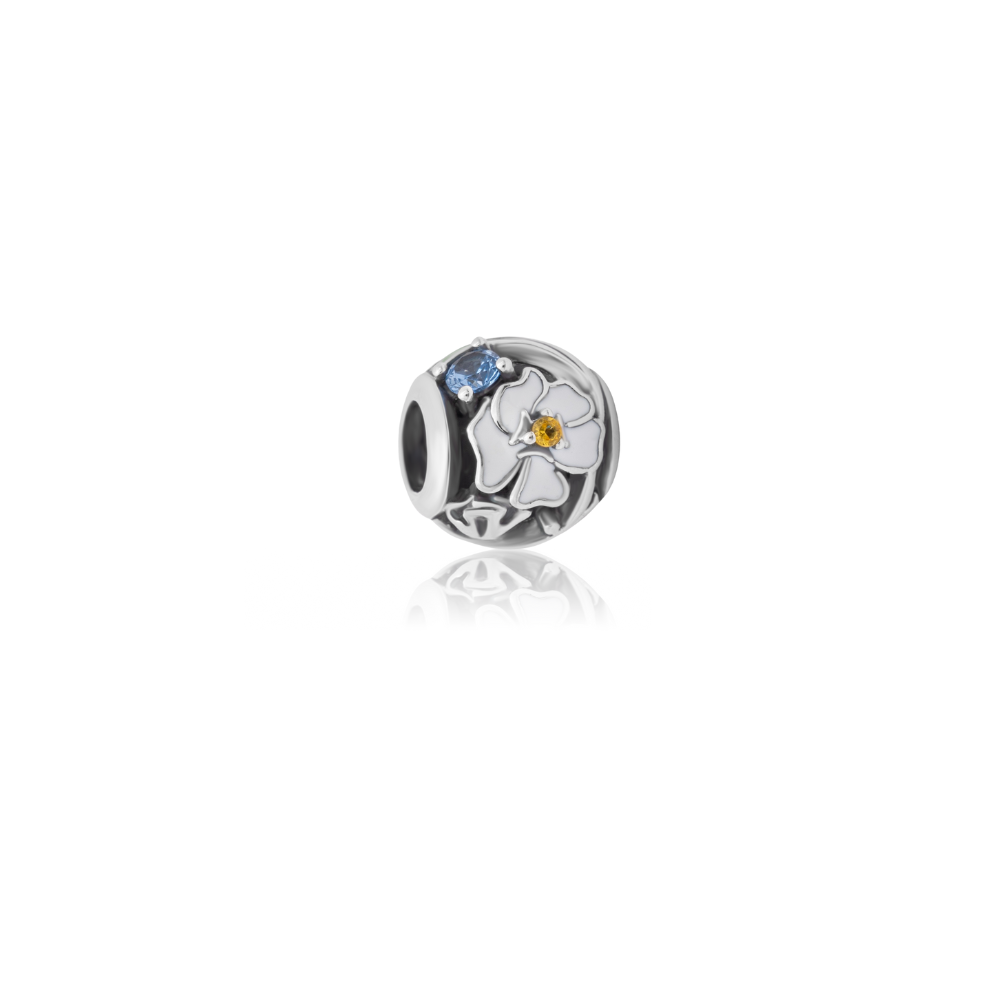 500184 evolve sterling silver enamel cubic zirconia charm lke076 mt cook lily