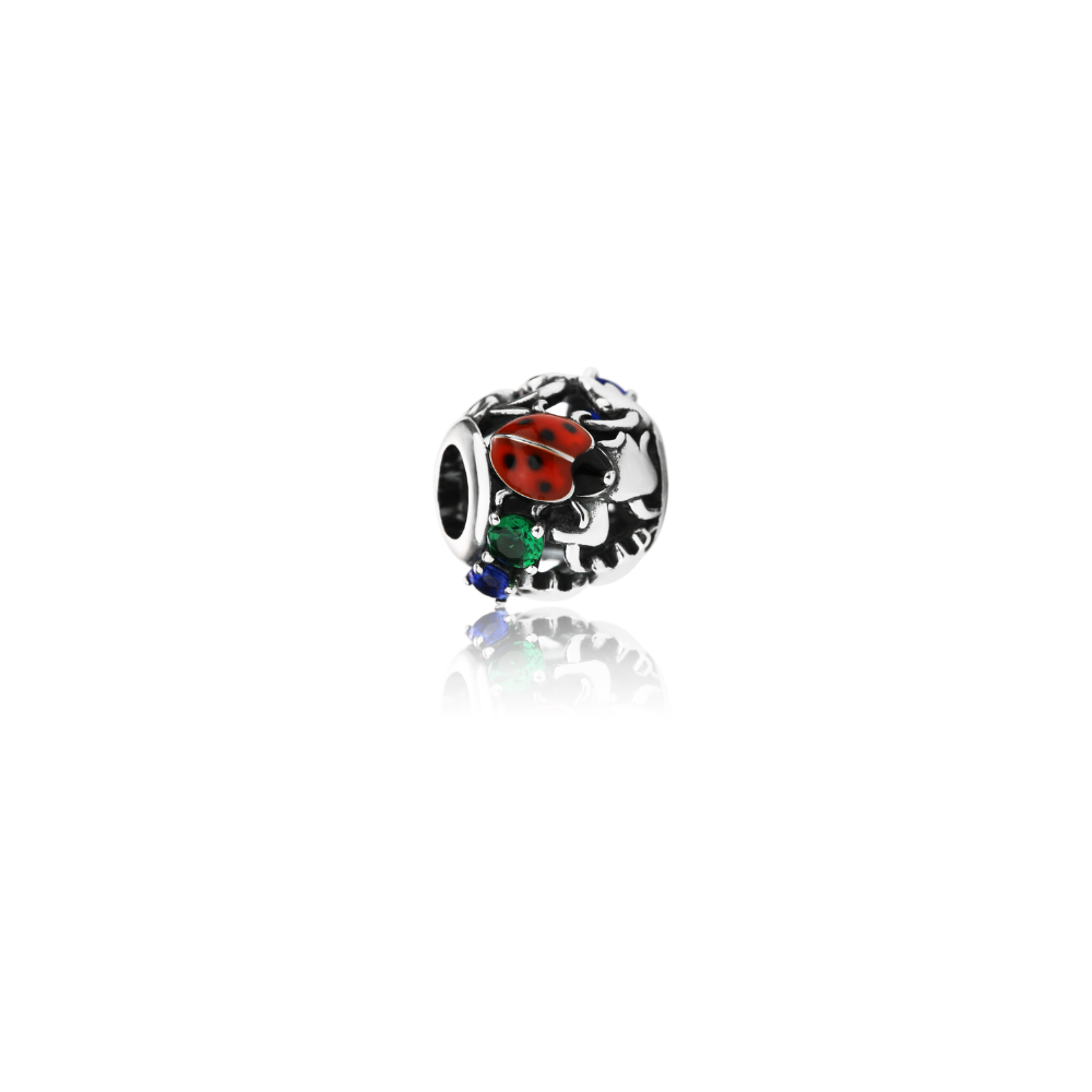 Evolve Stg Enamel CZ Ladybird Charm Bead
