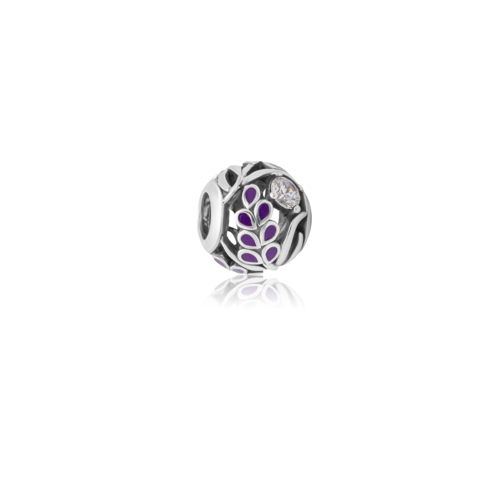 Evolve Stg Enamel CZ Lavender Charm Bead