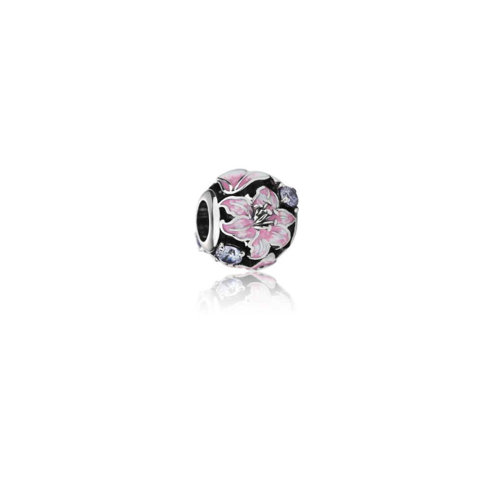Evolve Stg Enamel CZ Lily Bead