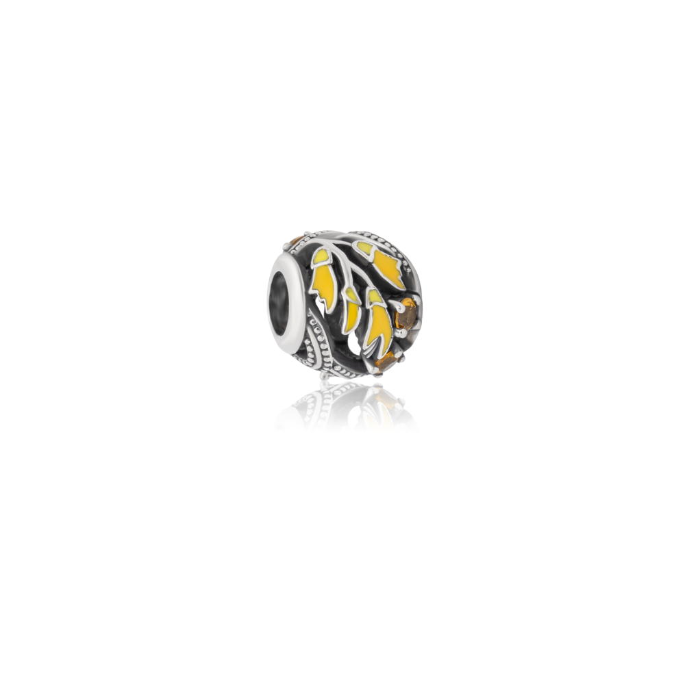 500191 evolve sterling silver enamel cubic zirconia charm lke071 kowhai