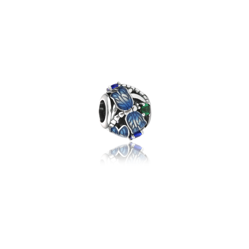 Evolve Stg Enamel CZ Dragonfly Charm Bead