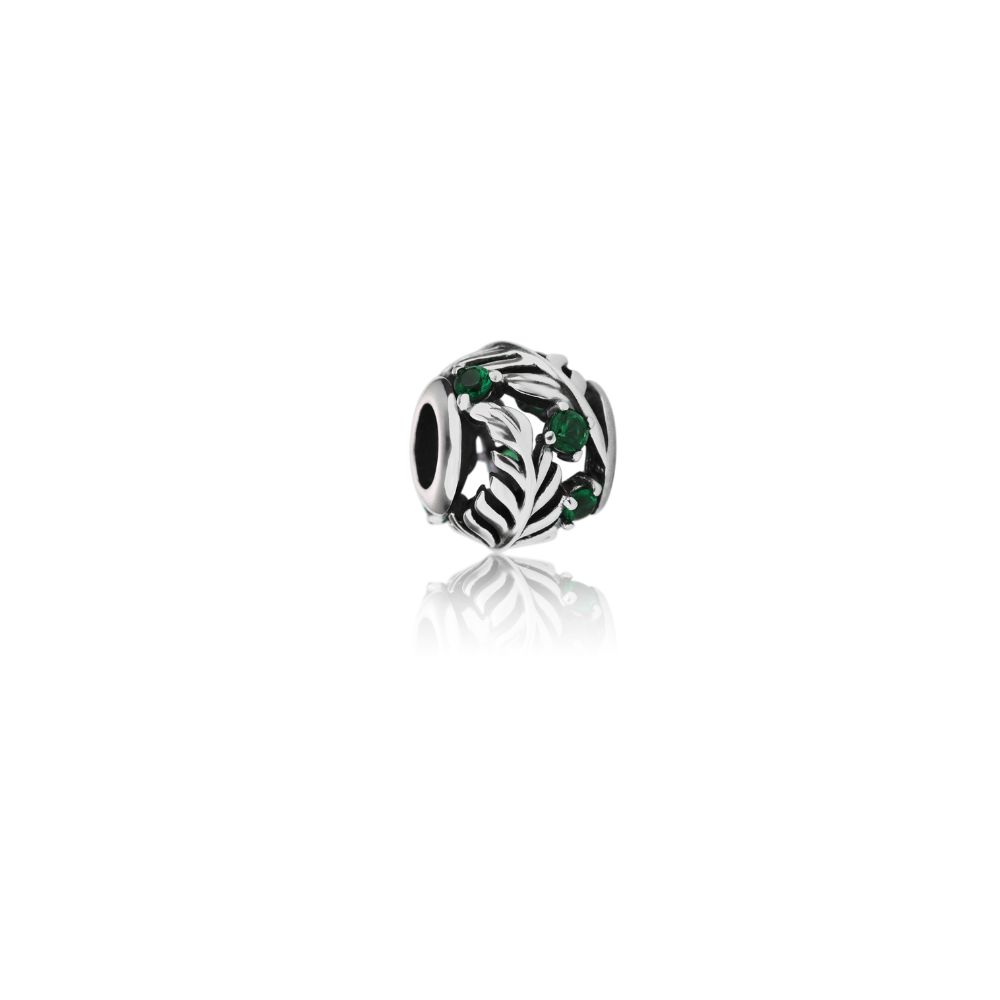 Evolve Stg CZ Silver Fern Bead