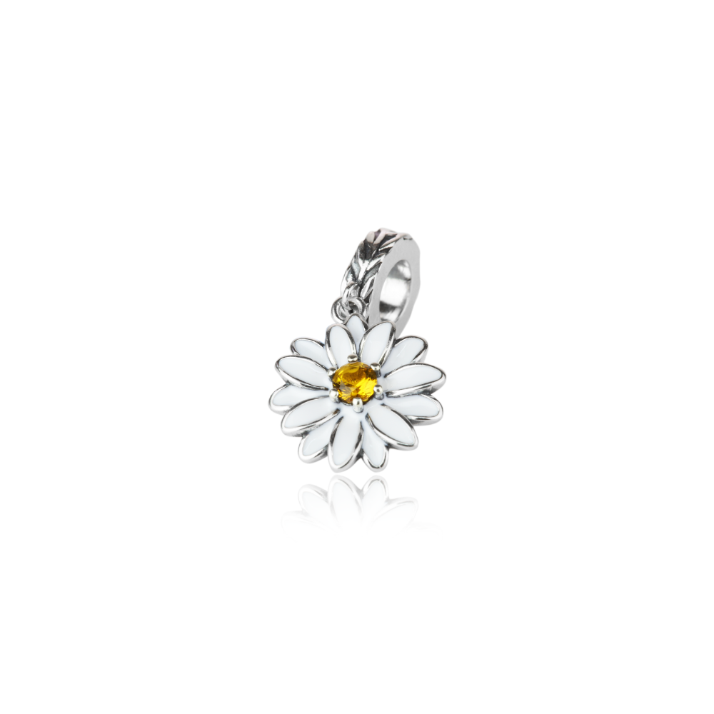 Evolve Stg Enamel CZ Daisy Drop Bead