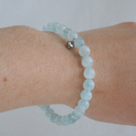 Load image into Gallery viewer, La Pierre Stg Aquamarine Bead Stretch Bracelet
