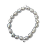 Load image into Gallery viewer, La Pierre Stg Silver Keshi Pearl Stretch Bracelet
