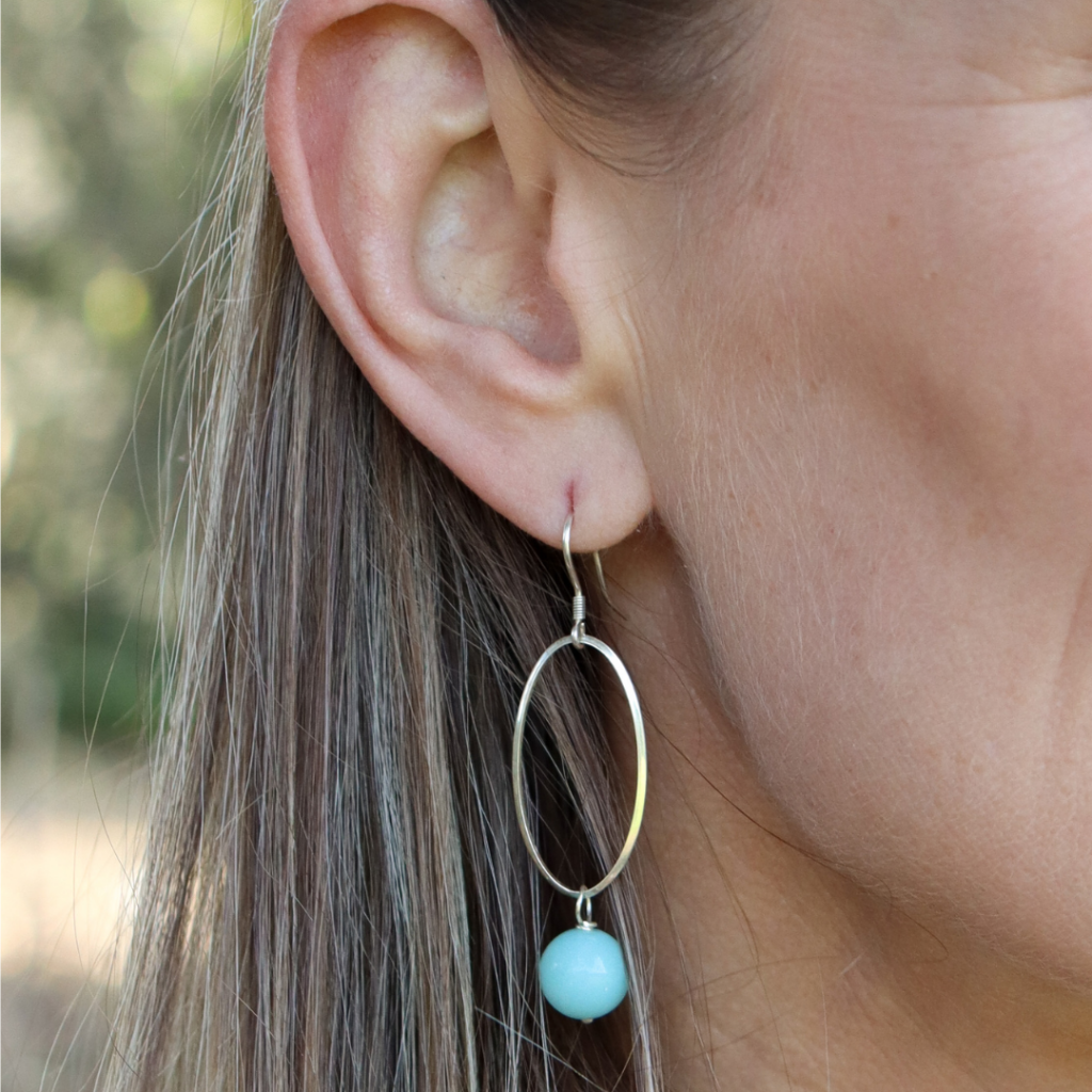 La Pierre Stg Amazonite Drop Earrings